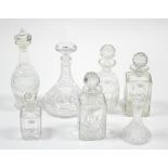 A Waterford heavy cut-glass ovoid decanter with finial stopper, 13” high; a Royal Doulton heavy