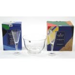 A pair of Dartington crystal Sharon collection goblets, 8¾” high, boxed; & a Dartington crystal