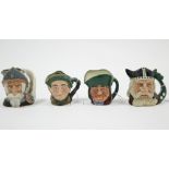 Four Royal Doulton small character jugs: “Auld Mac”, “Don Quixote”, “Toby Philpots”, & “Viking”.