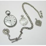 A silver cased gent’s pocket watch, the white enamel dial signed “J. & W. Mitchell, Glasgow,