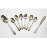 Six Victorian Old English & Bead pattern teaspoons, London 1870 by Henry Holland; a George III Old