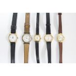 An ARP ladies’ wristwatch in 585 standard gold case & with leather strap; & five other ladies’