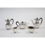 A silver plated five piece tea & coffee service of oval form.