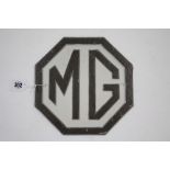 A reproduction painted cast-iron octagonal sign “MG”, 9” wide.