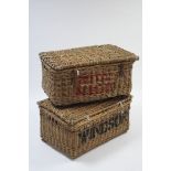 Two wicker hampers, 30½" x 21¾", & 29½" x 20½".