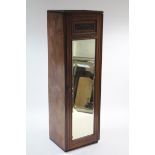 A Victorian mahogany wardrobe section enclosed by bevelled rectangular mirror & carved panel door,