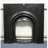 A black finish cast-iron fire insert, 37½" wide x 37½” high.