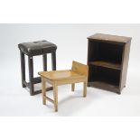 A bedside cabinet fitted open shelf to centre, & on bun feet, 20¾" wide x 29" high; together with