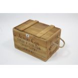 A wooden crate inscribed: “ALBERT COX SUPPLIER OF FRESH HERBS, COVENT GARDEN LONDON W.C.1.”, with
