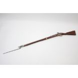 A 17th century-style flintlock musket & rifle bayonet, 58¾” long.