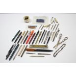 A collection of thirty-one various fountain pens, ball-point pens, & propelling pencils; together
