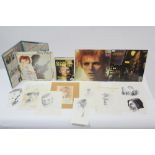 Nine various portrait studies of David Bowie by Gina; three David Bowie L. P. records; & one