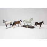A Beswick dapple grey horse ornament titled: “One Man”, mounted on wooden plinth; together with
