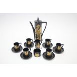 A Portmeirion pottery “Phoenix” pattern fifteen piece coffee service (settings for six) design by