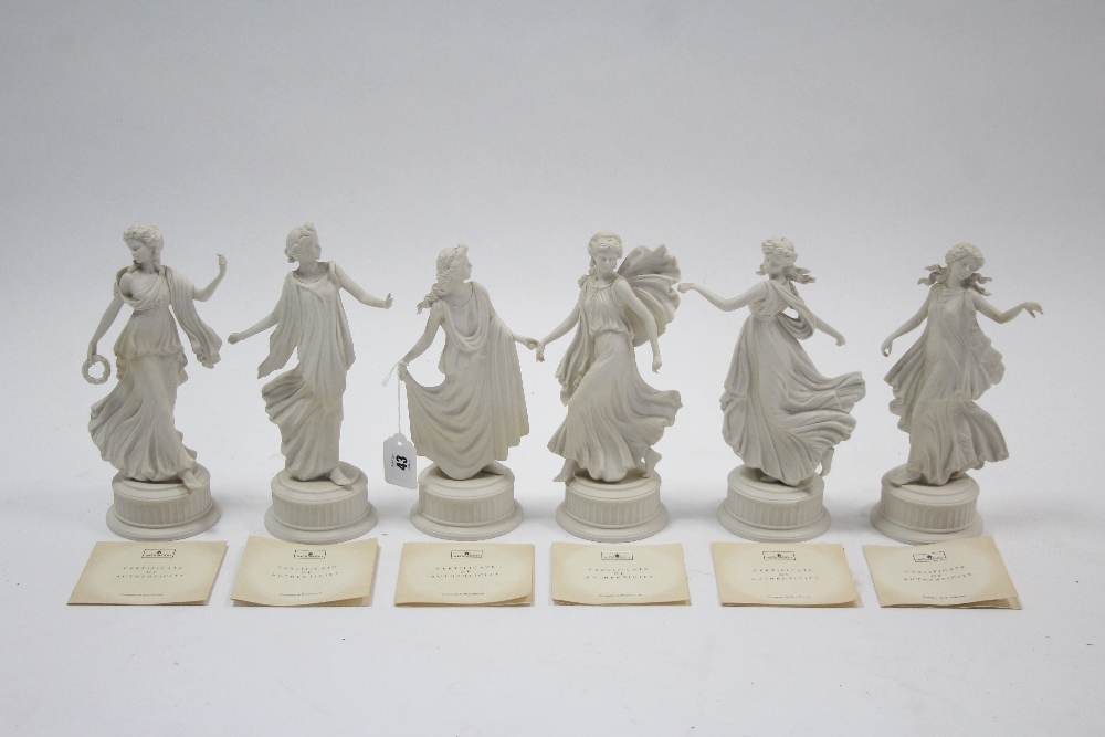 Six Wedgwood "Dancing Hours" collection figures, each with certificate. (w.a.f.)