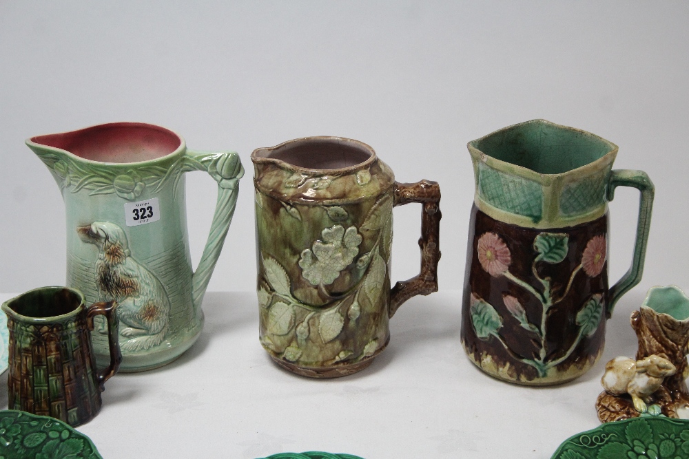 Ten various items of Majolica ware including jugs, figures, etc., part w.a.f. - Image 2 of 2