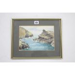 A pair of watercolour paintings – Boscastle coastal scenes, each signed Angood & dated 1923, 6½” x