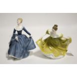 Two Royal Doulton bone china figures “Fragrance” (HN 2334), & “Lynne” (HN 2329).