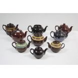 Nine various pottery teapots, part w.a.f.