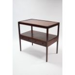 A late 19th/early 20th century mahogany two-tier side table fitted two shallow drawers to the