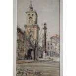 BOGGS, Frank Myers (1855-1926). A charcoal & wash study of a bell tower in Aix en Provence.