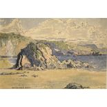 BROWN, Dorothy Morse. A Coastal scene with rocky outcrop, signed; pen & wash; 5” x 7”; another small