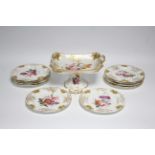An early 19th century Coalport Feltspar porcelain part dessert service painted with bouquets