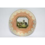 A Chamberlain's Worcester dessert plate, the centre with finely painted landscape panel, titled to