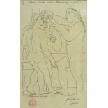 PICASSO (after). Titled: "IX – Three Nude Men Standing -1933"; with pencil signature: 10½" x 6½".
