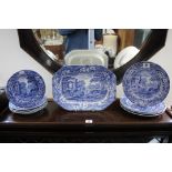 A set of four Copeland blue & white “Spodes Italian” pattern 8¾” diam. plates; a ditto set of 7½”