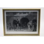 A large black & white engraving after James. W. Glass titled: “THE LAST RETURN FROM DUTY, Field