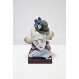 A Lladro porcelain large ornament titled: “Clown’s Head With Bowler-Hat” (No. 5130), with base.