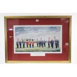 A large Limited Edition coloured print after David Rowlands titled: “THE ROYAL REGIMENT OF