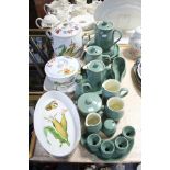 A Denby pale green glazed twenty-one piece breakfast set; together with six various items of Royal