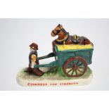 A Carlton ware Guinness advertising figure group of a man pulling a carthorse, inscribed: “