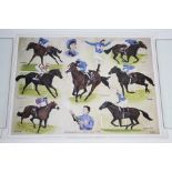 A Limited Edition coloured print after Phil Davie titled “Dettori’s Seven, Ascot, Sept. 1996”,