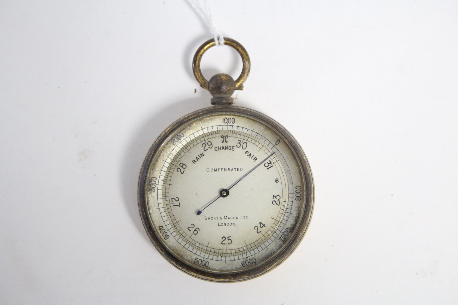 A late 19th/early 20th century compensated pocket barometer, the silvered dial signed “Short & Mason - Bild 2 aus 3