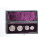 Maundy money; Victoria, 1874, four-pence, three-pence, two-pence, & one pence; in original case.