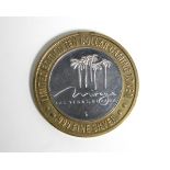 A fine silver $10 gaming token, limited edition; The Mirage Casino, Las Vegas.