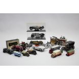 Five Burago large scale model cars; together with twelve various other scale models, boxed & un-