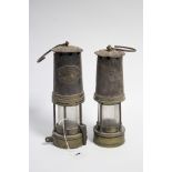 A Thomas & Williams of Aberdare steel & brass miner’s lamp, 10¼” high; & another miner’s lamp, 9½”