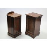 A late 19th century mahogany pot cupboard, fitted centre shelf enclosed by panel door, & on shaped