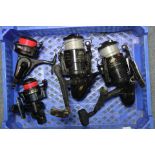 Four modern fishing reels; & various cameras & accessories.