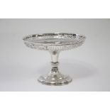 An Edwardian circular comport with pierced rim, on slender column & circular foot with engraved
