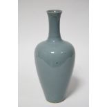 A Chinese porcelain amphora of blue/grey glaze, with tall narrow slightly flared neck, 7¾” high;