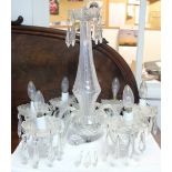 A modern Waterford cut-glass chandelier with nine scroll arms & hung with prism drops; 24” 2ide x