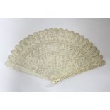 A 19th century Chinese carved & pierced ivory brisé fan. (minor faults).
