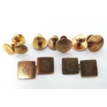 A pair of 20ct. gold shirt studs (3gm); four 18ct. gold ditto (3.8gm); a pair of 9ct. gold square