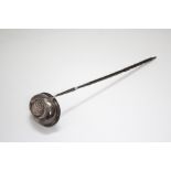 A George III punch ladle, the plain oval bowl inset George I shilling dated 1720, with whalebone