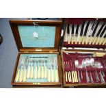 A part-service of tableware with block terminals comprising six table forks, six dessert forks,